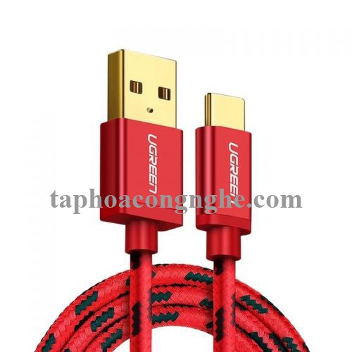 Ugreen 40483 0.5M màu đỏ Cáp sạc USB TypeC cao cấp US250 30040483